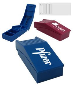 Union Printed - 2-in-1 Pill Box with Tablet/Pill Cutter/Splitter - One Color Logo