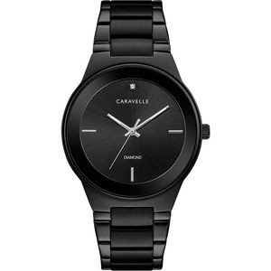 Caravelle by Bulova Men's Black Stainless Steel Bracelet Diamond Watch