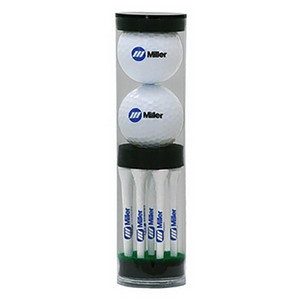 2 Ball Tube w/Nine 2 3/4" Tees & 2 Plain White Golf Balls
