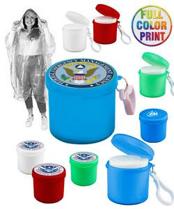 Rain Poncho with Case and Carabiner Clip - Full Color Dome