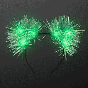 Blinky Tinsel Pom Ears Headband