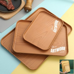 Wood Graining PP Material Serving Tray Or Dinner Tray Medium Tray