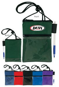 Dual Zipper Pocket Badge Holder/Passport Pouch