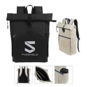 Casey PU Roll-Top Laptop Backpack