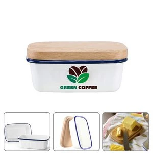 Enamel Butter Dish w/Cutting Board & Lid