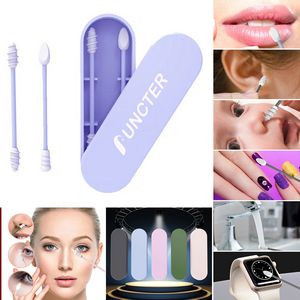 Reusable Cotton Swabs - Silicon Swabs with Travel Case - Washable - Removing Makeup