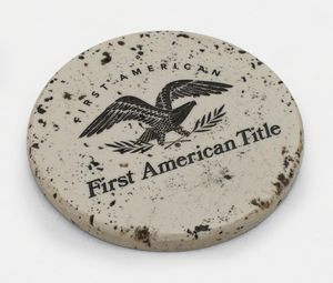 Round Travertine-Texture Coaster w/Wash
