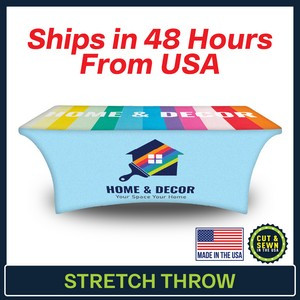 6ft x 30"T x 29"H - 4 Sided Hemmed Stretch Table Throws - Dye Sublimation - Made in the USA