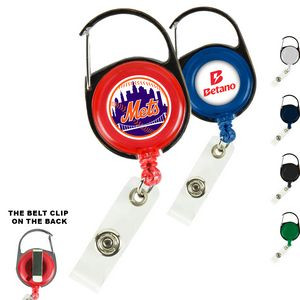 Transparent Retractable Carabiner Badge Reel w/ Belt Clip
