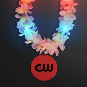 Light Up Hawaiian Leis with Custom Red Medallion - Domestic Print