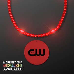 LED Red Light Up Mardi Gras Beads - Domestic Imprint