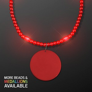 LED Red Light Up Mardi Gras Beads - Domestic Imprint