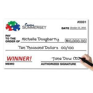23" w x 11-1/2" h Small 4mm White Corrugated Plastic Dry-Erase Promotional Checks