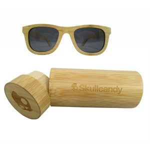 Bamboo Sunglasses With Round Bamboo Case