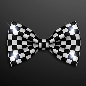 Black & White Light Up Checker Bow Tie - BLANK