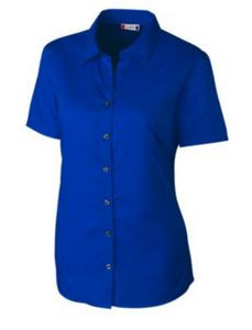 Cobalt - Clique Avesta Stain Resistant Womens Short Sleeve Button Down Shirt