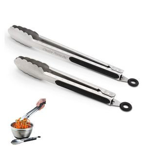 Stainless Steel Kitchen Cooking Tongs 9" and 12" Set of 2