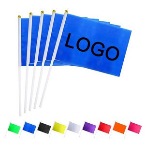 Custom Printed Portable Polyester Hand Held Stick Flag 8''x6''