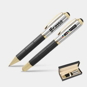 TiTUS® Luxury Silver Color Pen Set – Ballpoint & Rollerball Duo with Gift Box