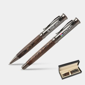 TiTUS® Vintage Wooden Pen Set – Ballpoint & Rollerball Duo with Gift Box