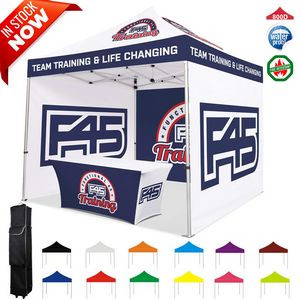 10' X 10' Pop Up Tent w/ 3 Full Walls (double sided Dye Sublimation) and 6'ft stretch table cover