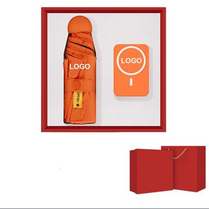 Custom Logo Gift Set | Magnetic Power Bank & Stylish Sun Umbrella