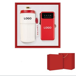 Customizable Gift Set: 16oz Coffee Cup & 10000mAh Built-in Cable Power Bank