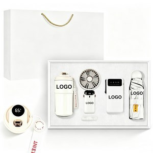 Portable Fan, 10000mAh Power Bank,Umbrella & Insulated Cup Gift Set