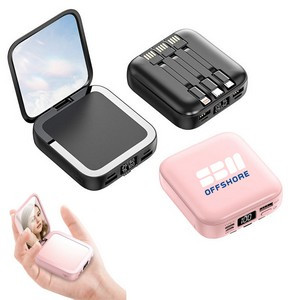 10000mAh Power Bank With a Built-in Mirror and 3 USB Cable.
