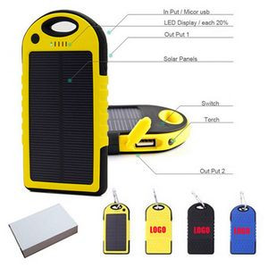 Solar Dual Port Water Resistant Compact Power Bank - CE/FCC/Prop 65/RoHS/UL/UN38.3 Compliant