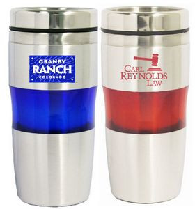 16 Oz. Double Wall Stainless Steel Tumbler w/ Translucent Middle Section