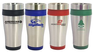 16 Oz. Stainless Steel Travel Tumbler w/ Plastic Interior & Slide Close Lid