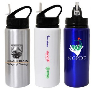 22 Oz. Wide Mouth Aluminum Water Bottle with Straw Drink Spout