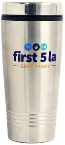 16 Oz. Stainless Steel Travel Tumbler w/ Plastic Interior & Sip-Thru Lid