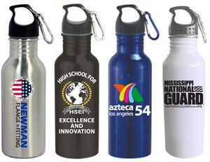 22 Oz. Wide Mouth Stainless Steel Water Bottle with Carabiner