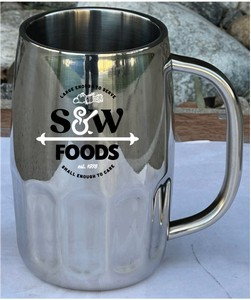24 Oz. Double Wall Stainless Steel Barrel Beer Mug w/ C Handle