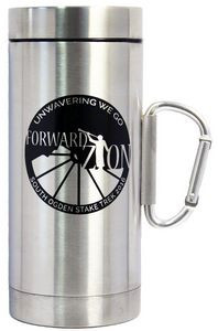 14 Oz. 2-wall Stainless Steel Travel Mug w/ Carabiner Handle & Screw On Lid