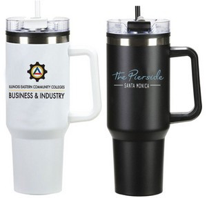 40 Oz. Stainless Steel Mug w/ Polypropylene Liner and Straw Lid