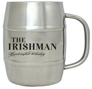 14 Oz. Double Wall Stainless Steel Barrel Beer Mug w/C Handle