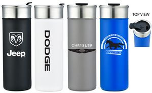 Double wall s. steel insulated tumbler with flip closure lid, 18 Oz.