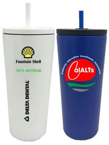 18 Oz. Slim Stainless Steel Vacuum Insulated Straw Tumbler