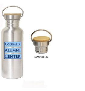 16 Oz Stainless Steel Sports Bottle With Bamboo or Metal Lid