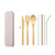 Beige Blank - Bamboo Cutlery Set w/Straw