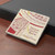1042 - Alabaster Marble / Burgundy Color Fill - Square Limestone Edge Square Coaster