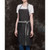Black - 12 oz. 100% Cotton Denim Kitchen Aprons w/ Grey front straps & 3 Pockets