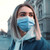 Woman wearing Blue Pleated Face Mask - Disposable Blue Face Mask for Daily Use - BLANK