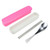 Pink/white - Color Portable Tableware 2 Sets