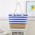 Blue - Striped Stitching Canvas Bag