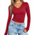 Red - Women's V Neck Basics Crop Tops