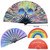 Large 13" Bamboo Ribs Fabric Folding Kung Fu Clack Fan